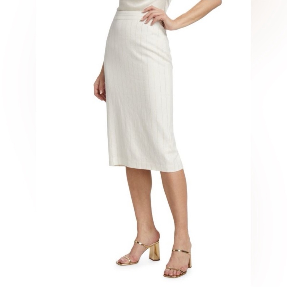 L’Agence Julie Linen Blend Midi Skirt Metallic Stripe